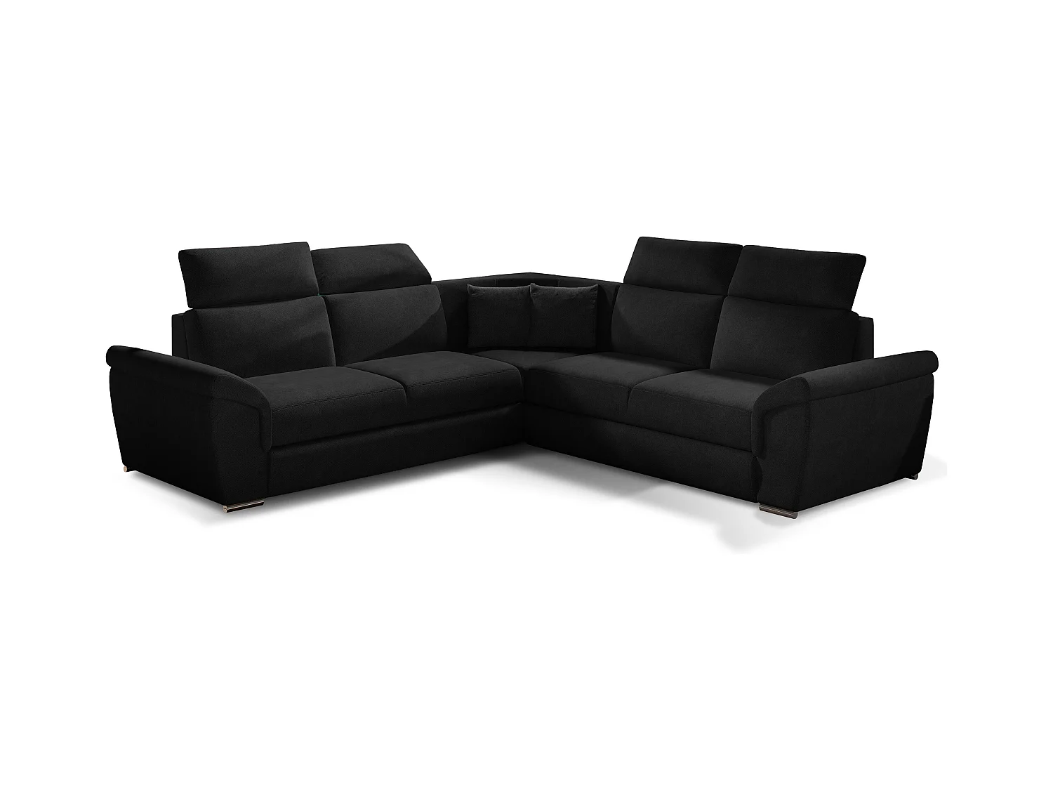 Canapé d'angle réversible et convertible velours Neo - Pieds acier chromé-Noir