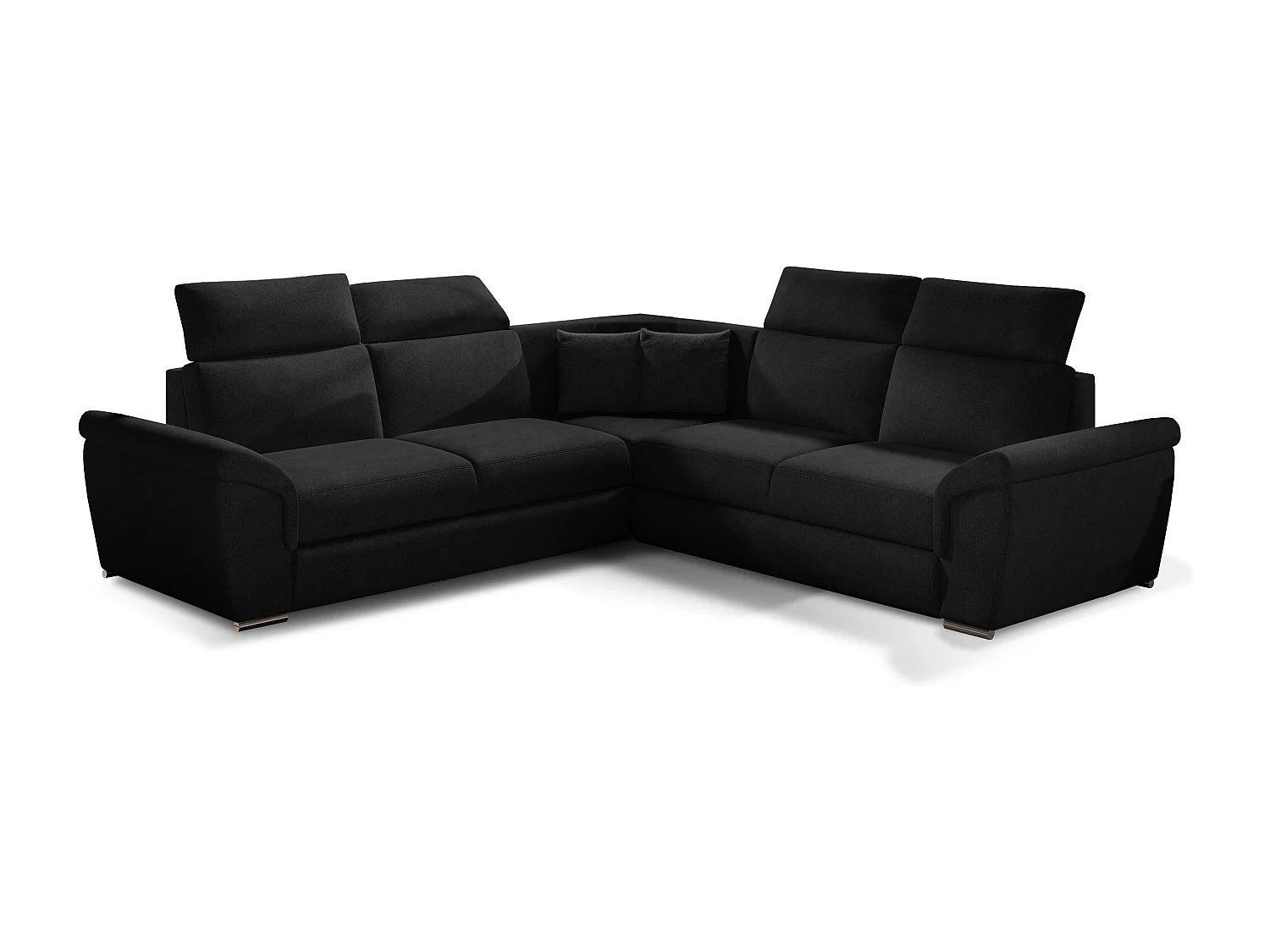 Canapé d'angle réversible et convertible velours Neo - Pieds acier chromé-Noir