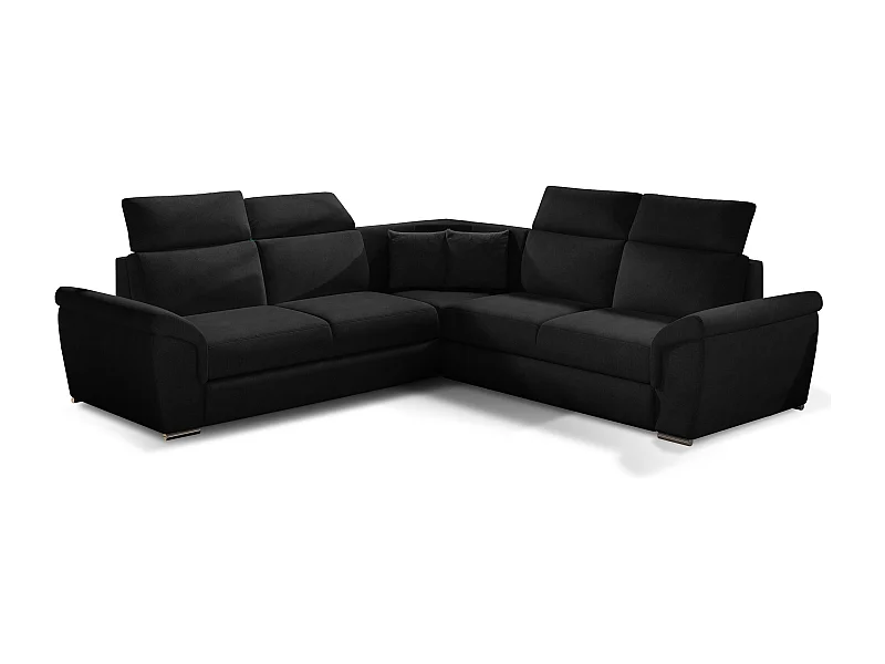 Canapé d'angle réversible et convertible velours Neo - Pieds acier chromé-Noir