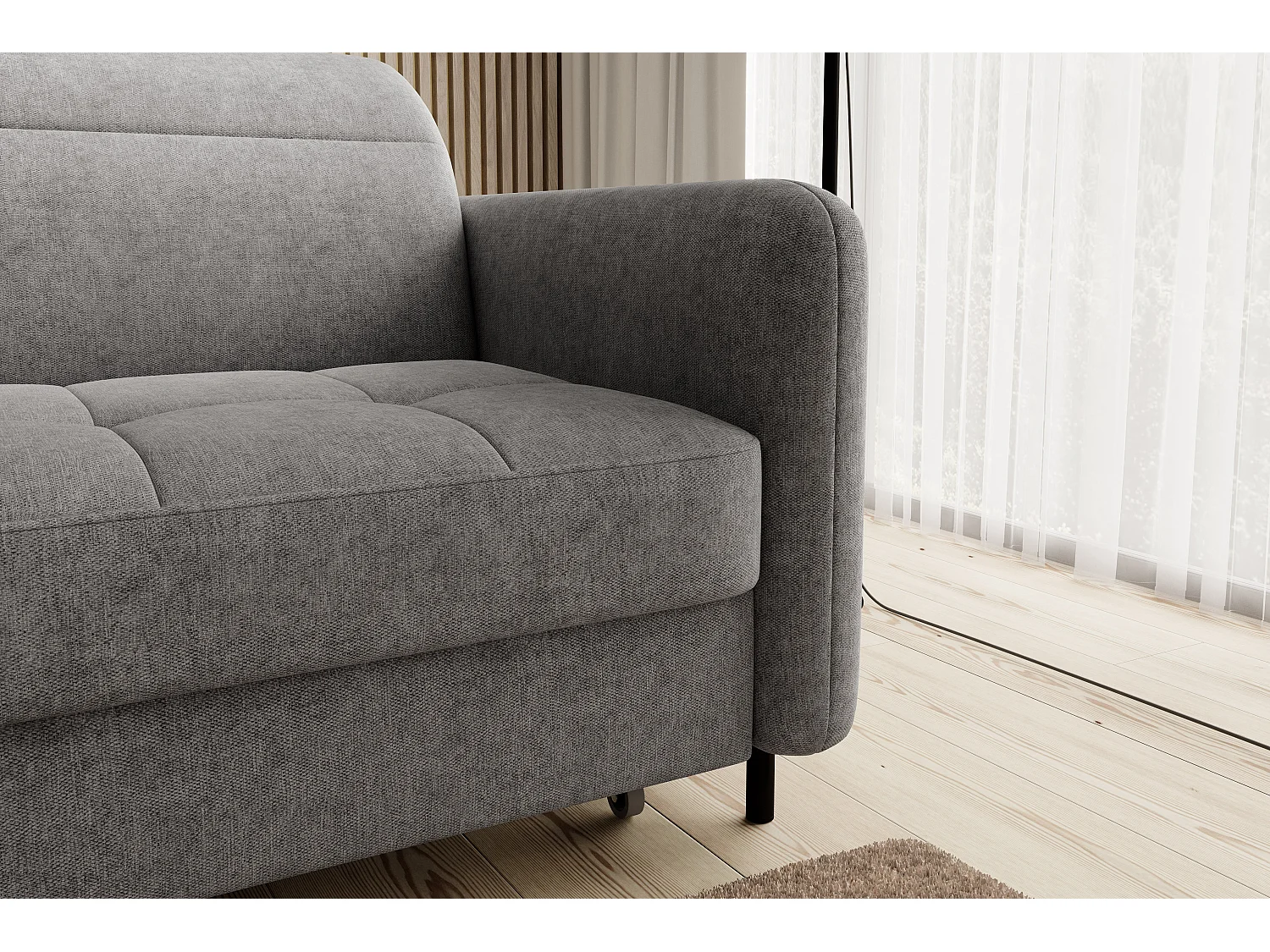 Petit canapé d’angle convertible tissu Kunder-Gris-angle gauche