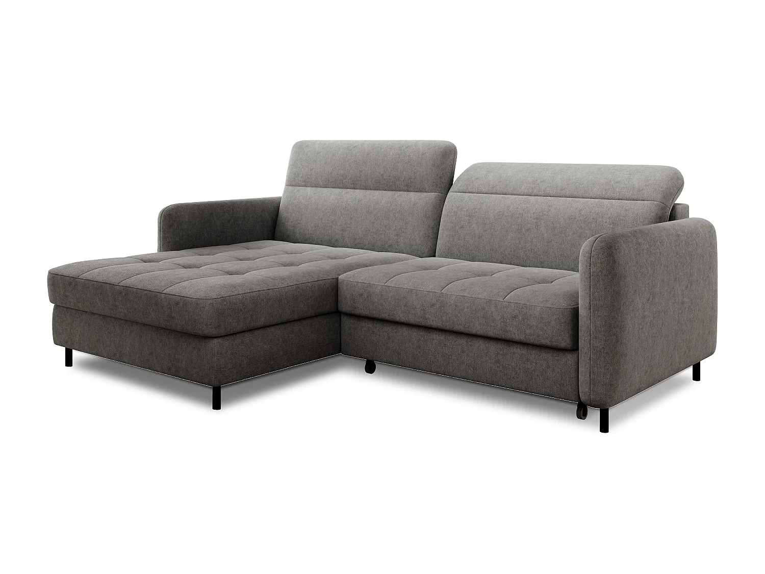 Petit canapé d’angle convertible tissu Kunder-Gris-angle gauche