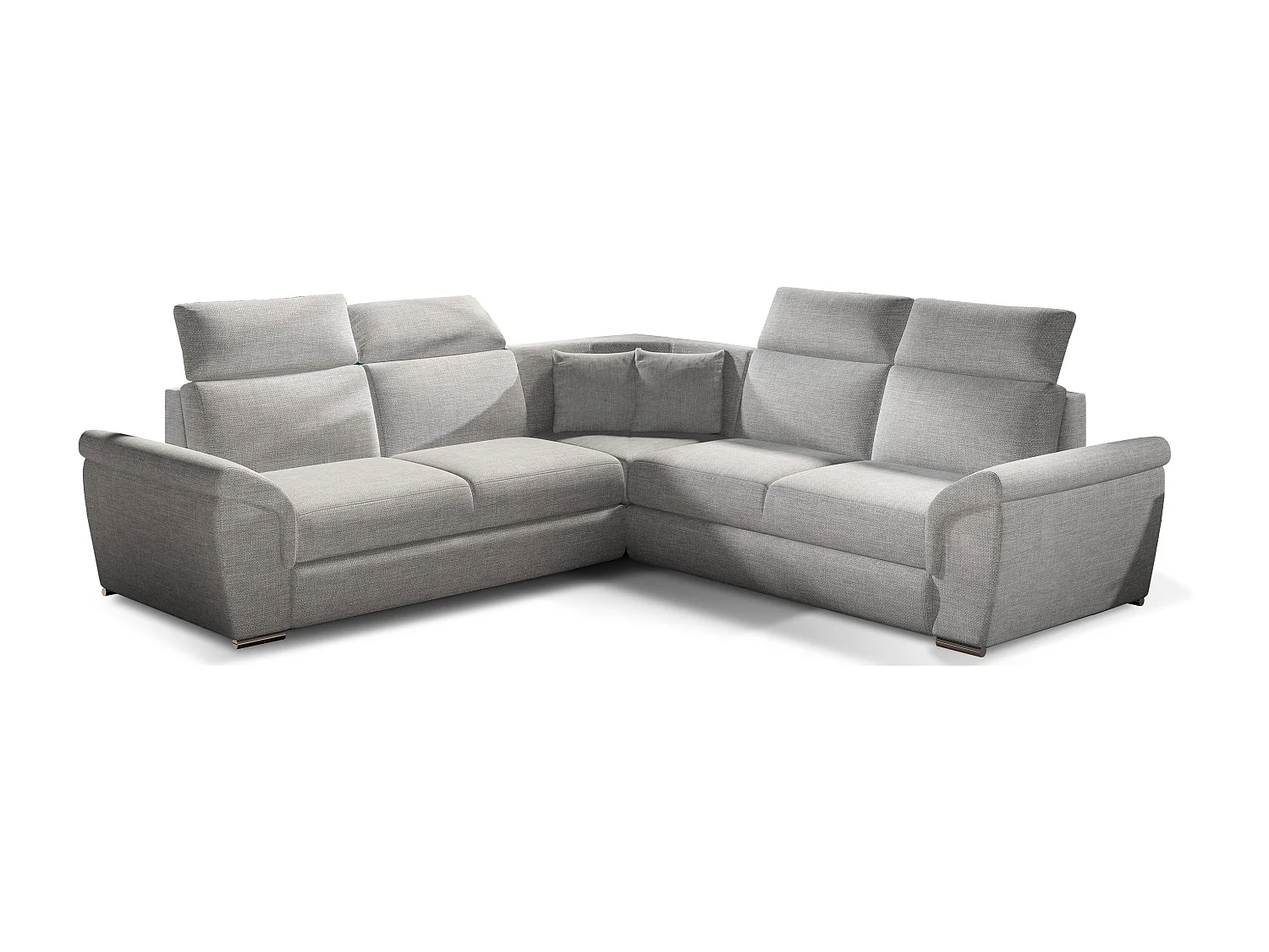 Canapé d'angle réversible et convertible velours Neo - Pieds acier chromé-Gris clair/Rouge tomette