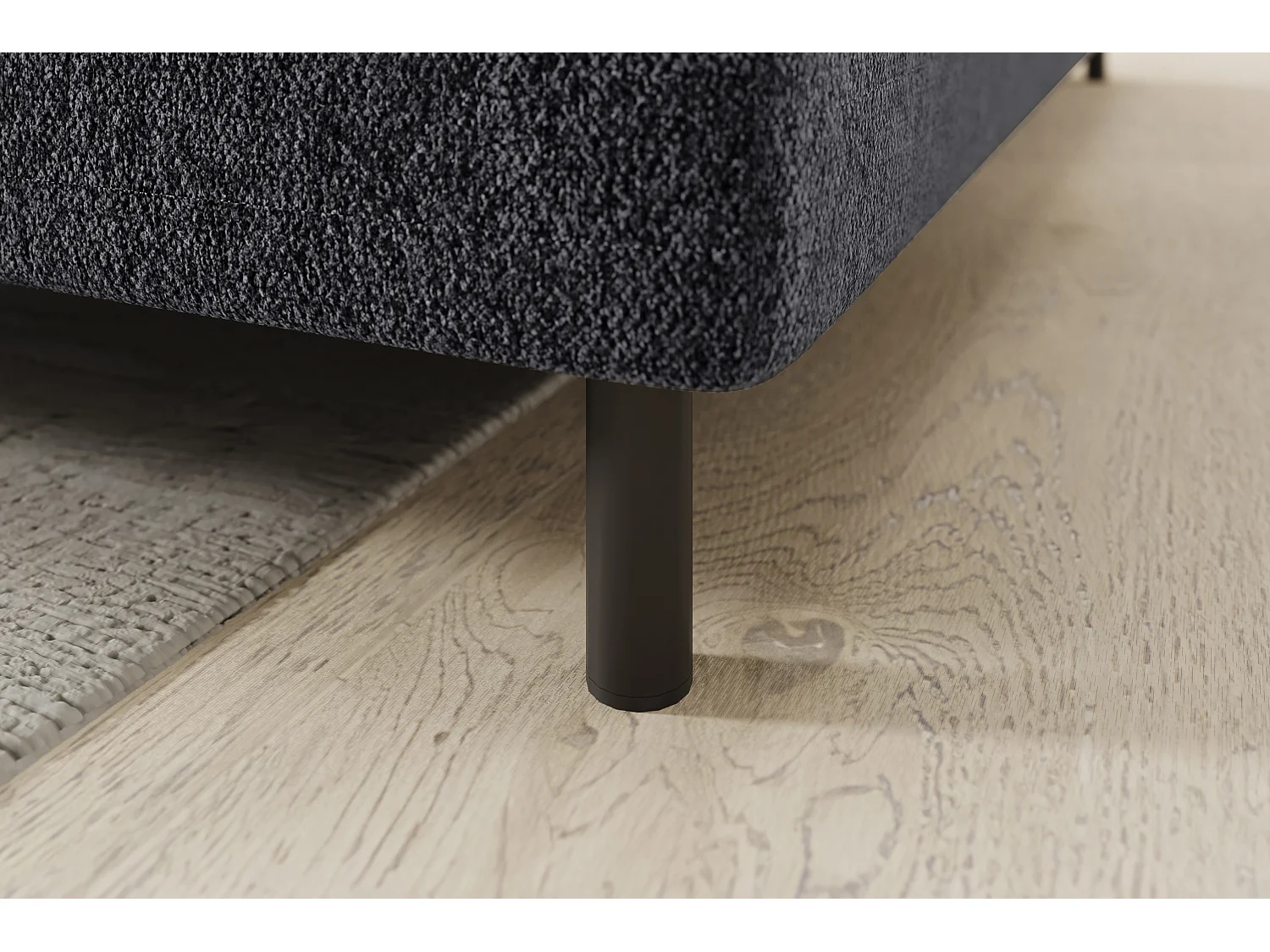 Kleine omvormbare stoffen hoekbank met opbergruimte BOREA 208 cm-Kleur Houtskool grijs-juiste hoek