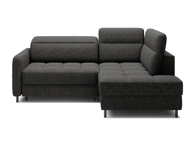 Petit canapé d'angle en tissu convertible avec coffre BOREA 208cm-Gris anthracite-angle droit