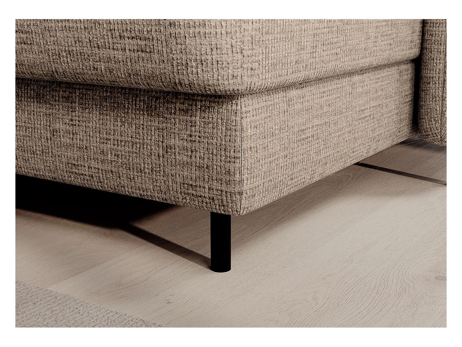 Canapé panoramique convertible BENTO en tissu avec coffre de rangement-Beige clair-angle droit