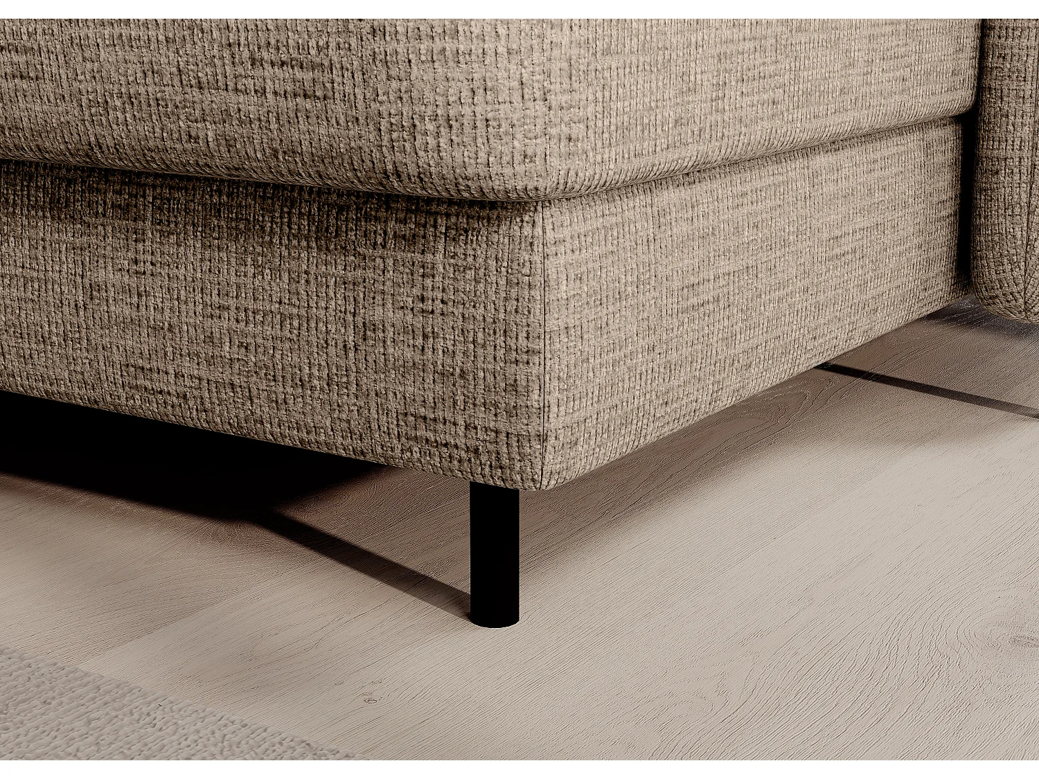 Canapé panoramique convertible BENTO en tissu avec coffre de rangement-Beige clair-angle droit