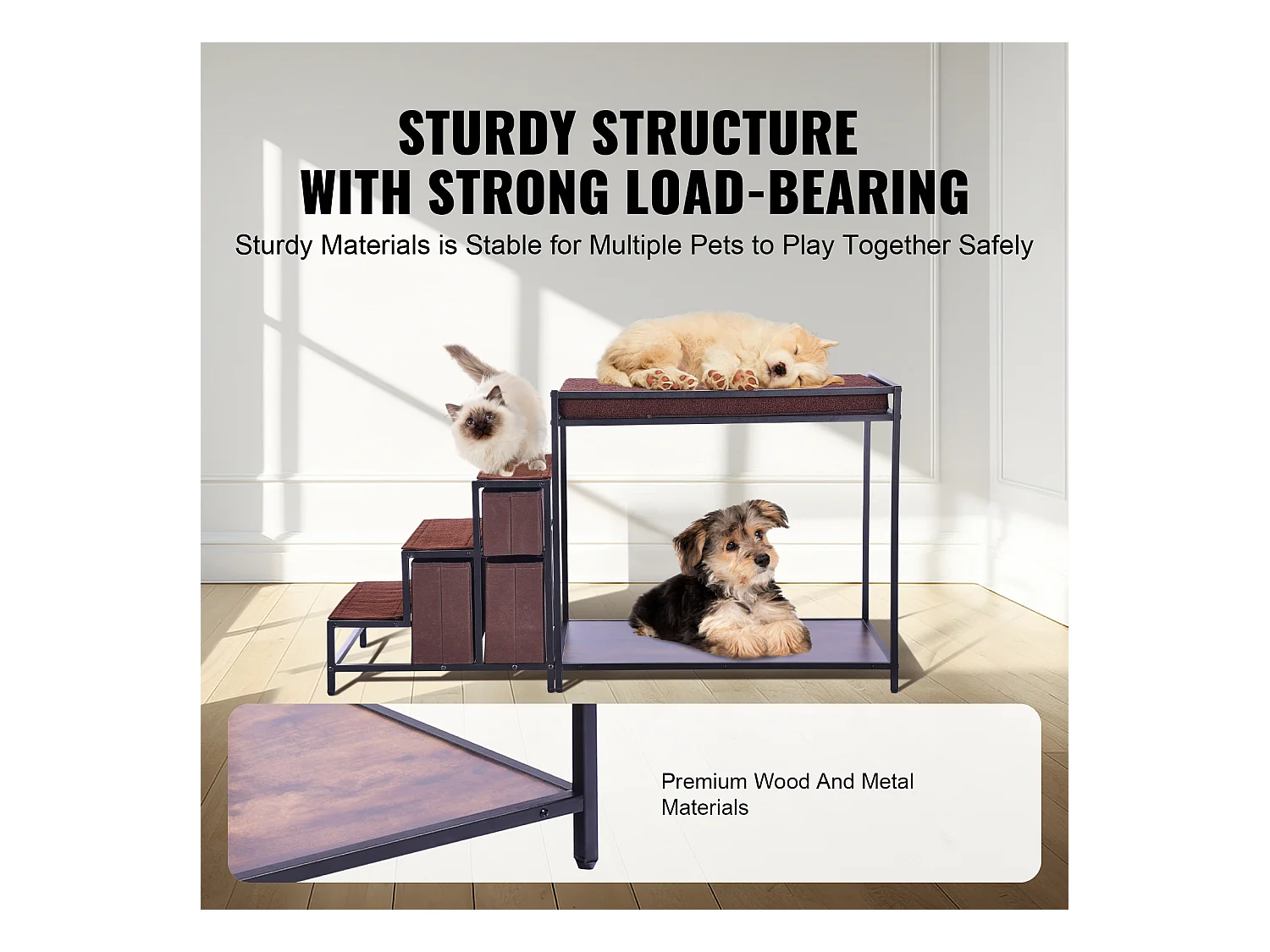 Cama Superpuesta SucceBuy para Mascotas, Percho de Ventana para Perro/Gato, Escaleras y Almacenamiento para Animales de Tamaño Mediano