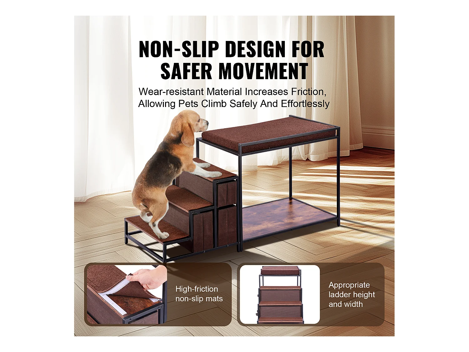 Cama Superpuesta SucceBuy para Mascotas, Percho de Ventana para Perro/Gato, Escaleras y Almacenamiento para Animales de Tamaño Mediano