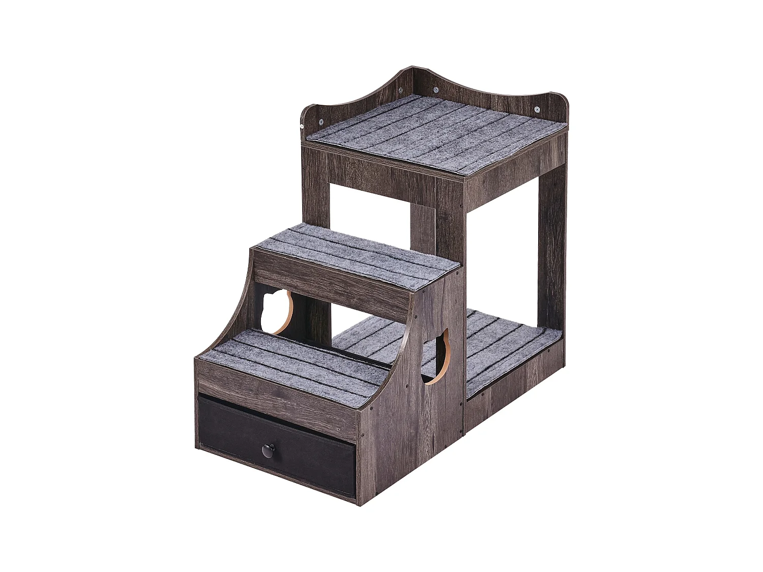 Lit Superposé SucceBuy pour Animaux de Compagnie, Gris, Perchoir de Fenêtre pour Chien/Chat, Intérieur avec Escaliers