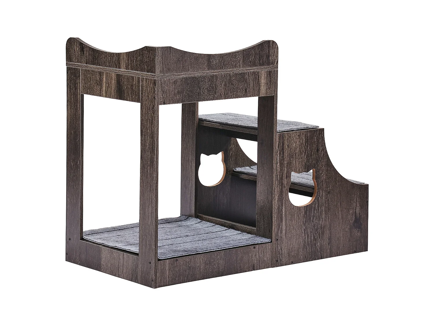 Lit Superposé SucceBuy pour Animaux de Compagnie, Gris, Perchoir de Fenêtre pour Chien/Chat, Intérieur avec Escaliers