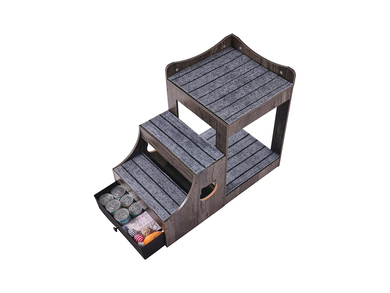 Lit Superposé SucceBuy pour Animaux de Compagnie, Gris, Perchoir de Fenêtre pour Chien/Chat, Intérieur avec Escaliers