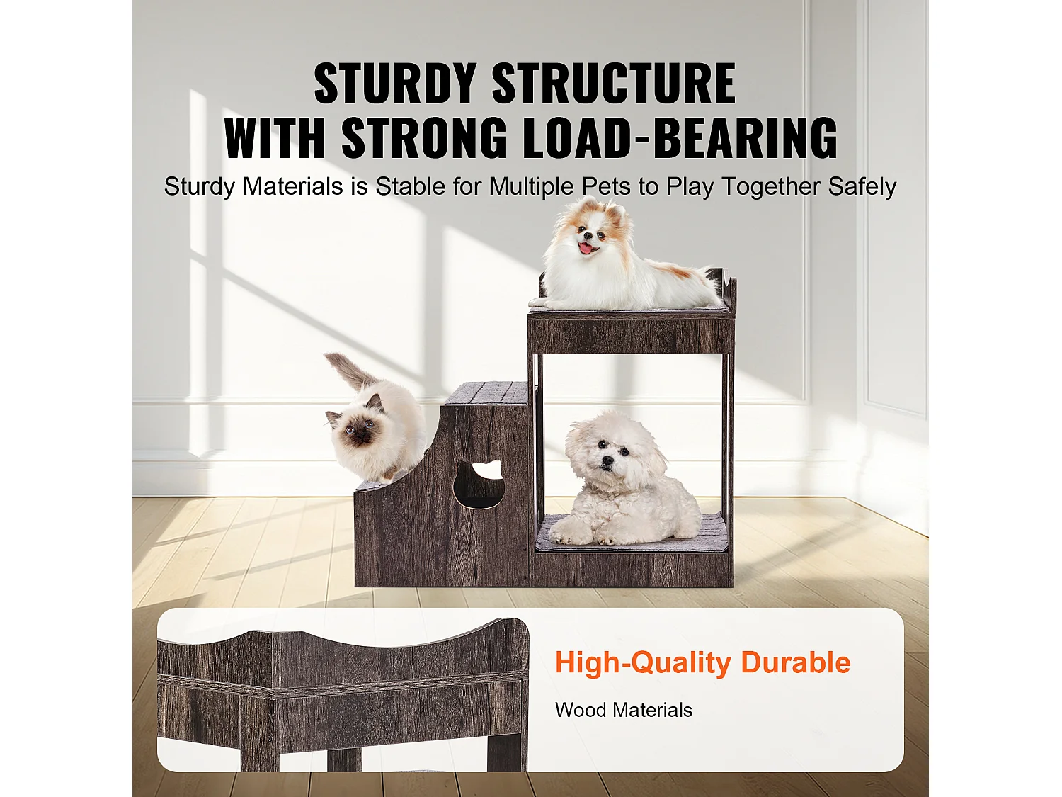 Lit Superposé SucceBuy pour Animaux de Compagnie, Gris, Perchoir de Fenêtre pour Chien/Chat, Intérieur avec Escaliers