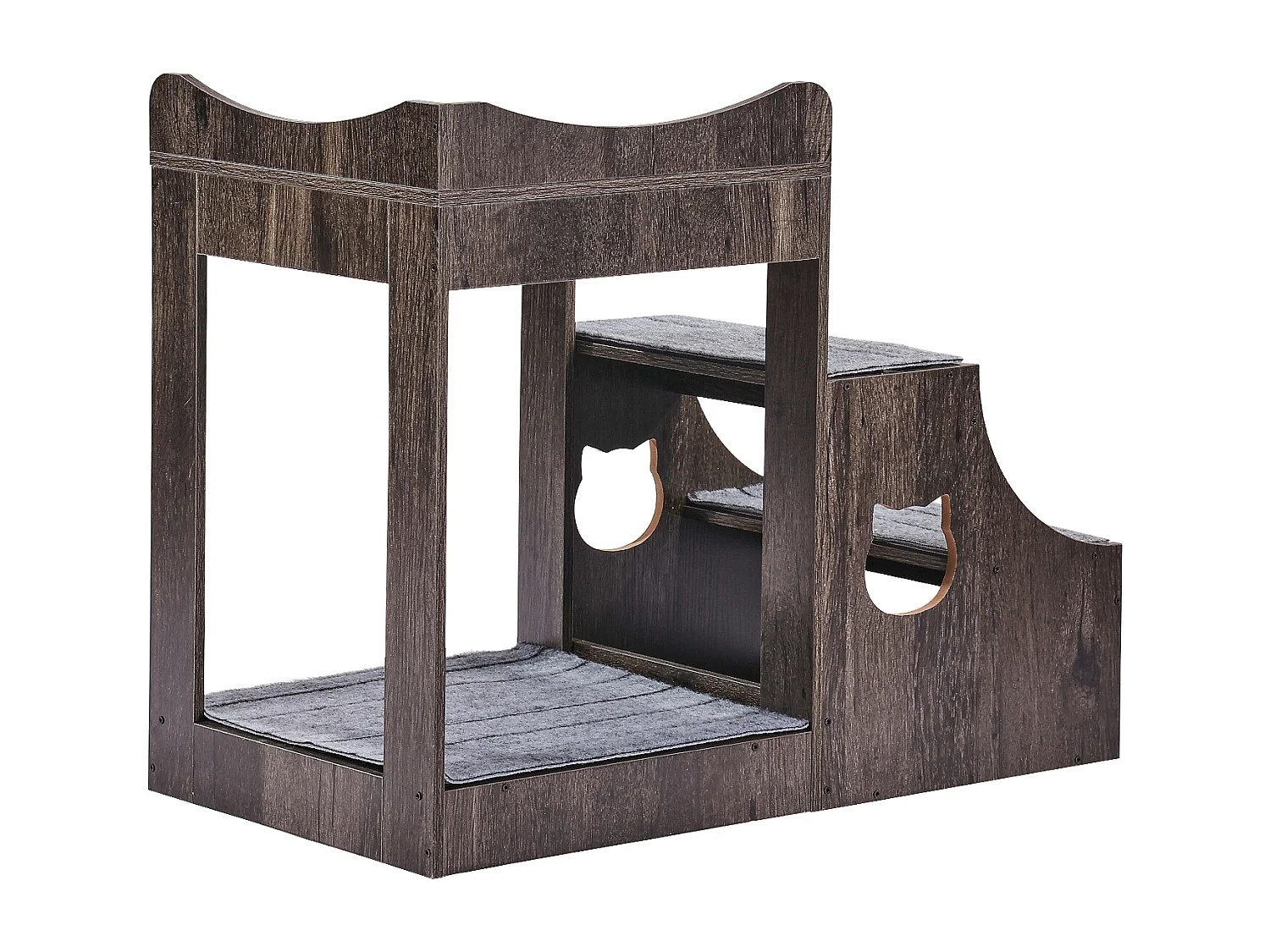 Lit Superposé SucceBuy pour Animaux de Compagnie, Gris, Perchoir de Fenêtre pour Chien/Chat, Intérieur avec Escaliers