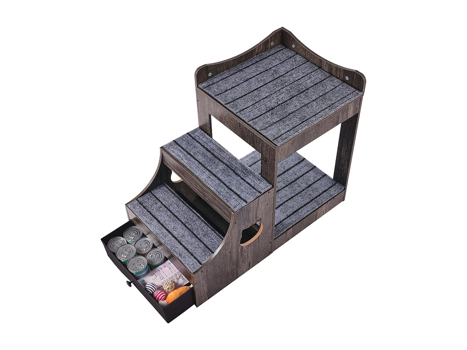 Lit Superposé SucceBuy pour Animaux de Compagnie, Gris, Perchoir de Fenêtre pour Chien/Chat, Intérieur avec Escaliers