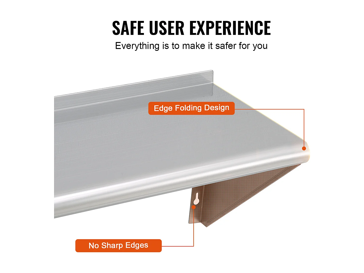 Étagère Murale SucceBuy en Acier Inoxydable, 183 x 46 cm, Rangement pour Cuisine et Restaurant