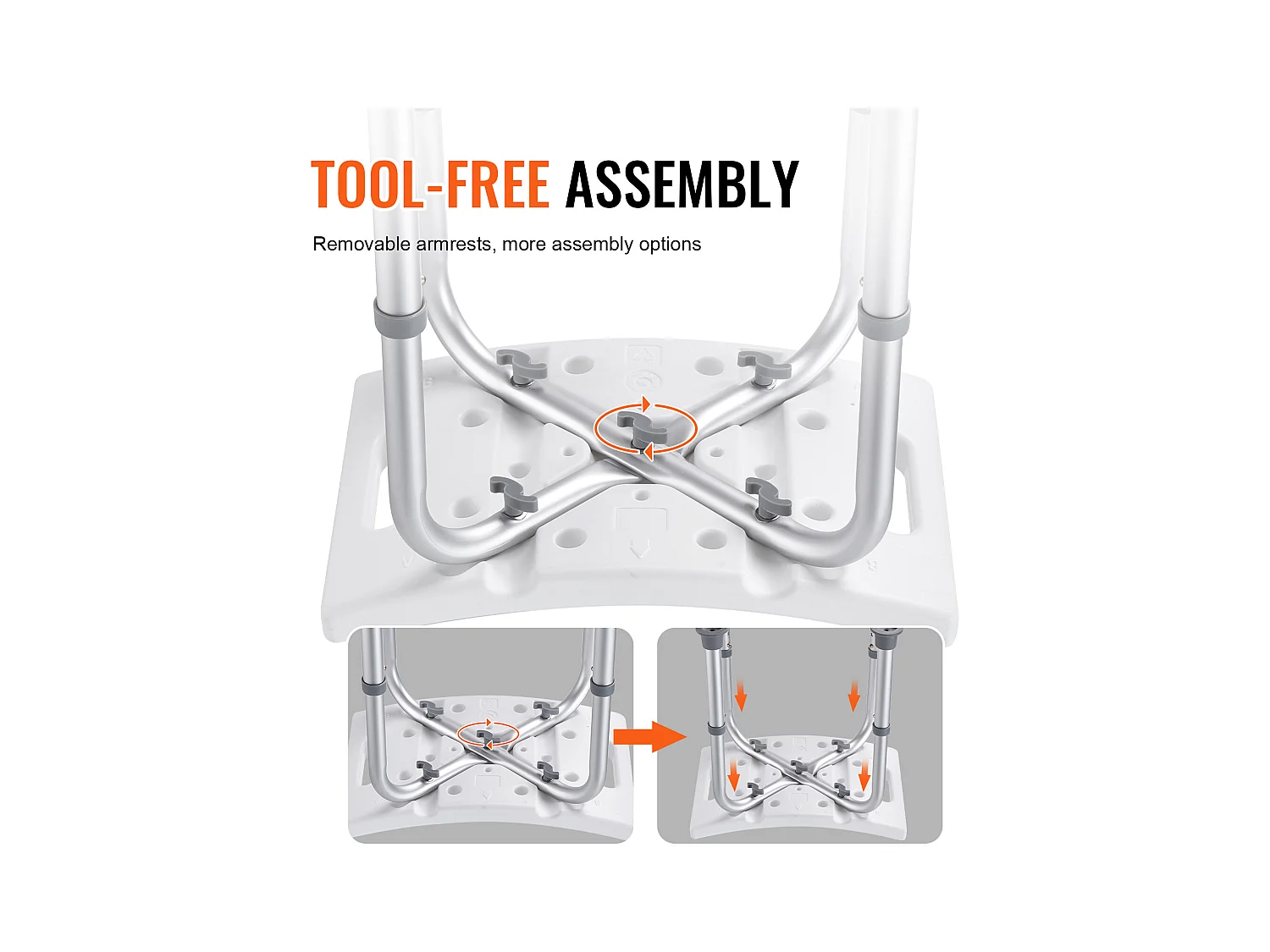Siège de Douche SucceBuy Capacité 159 kg, Chaise de Douche Hauteur Réglable, Antidérapant