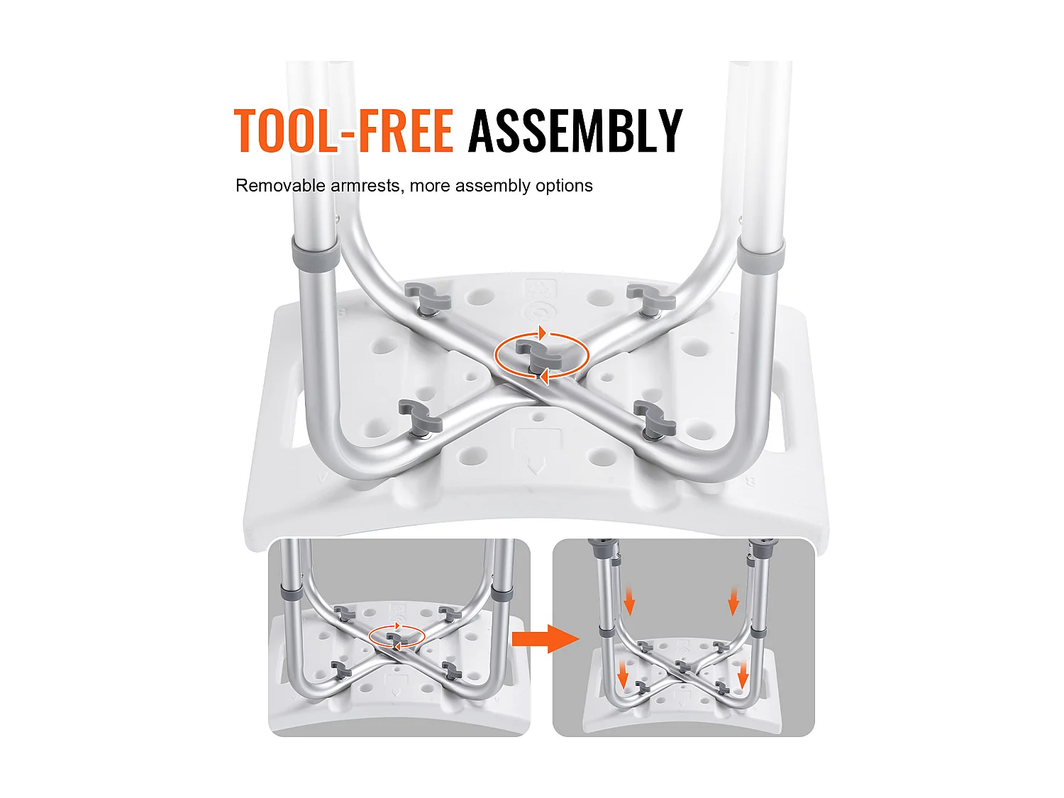 Siège de Douche SucceBuy Capacité 159 kg, Chaise de Douche Hauteur Réglable, Antidérapant