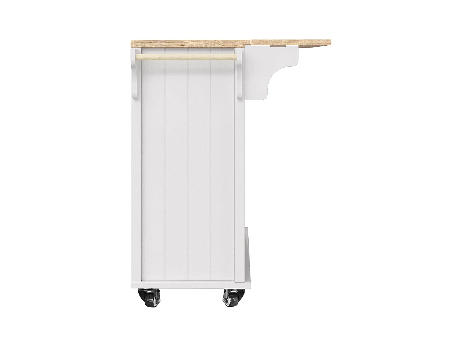Desserte de cuisine sur roulettes avec plateau extensible, 2 portes et 2 tiroirs, Range-bouteilles inclus, blanc - 140x65x94.5cm