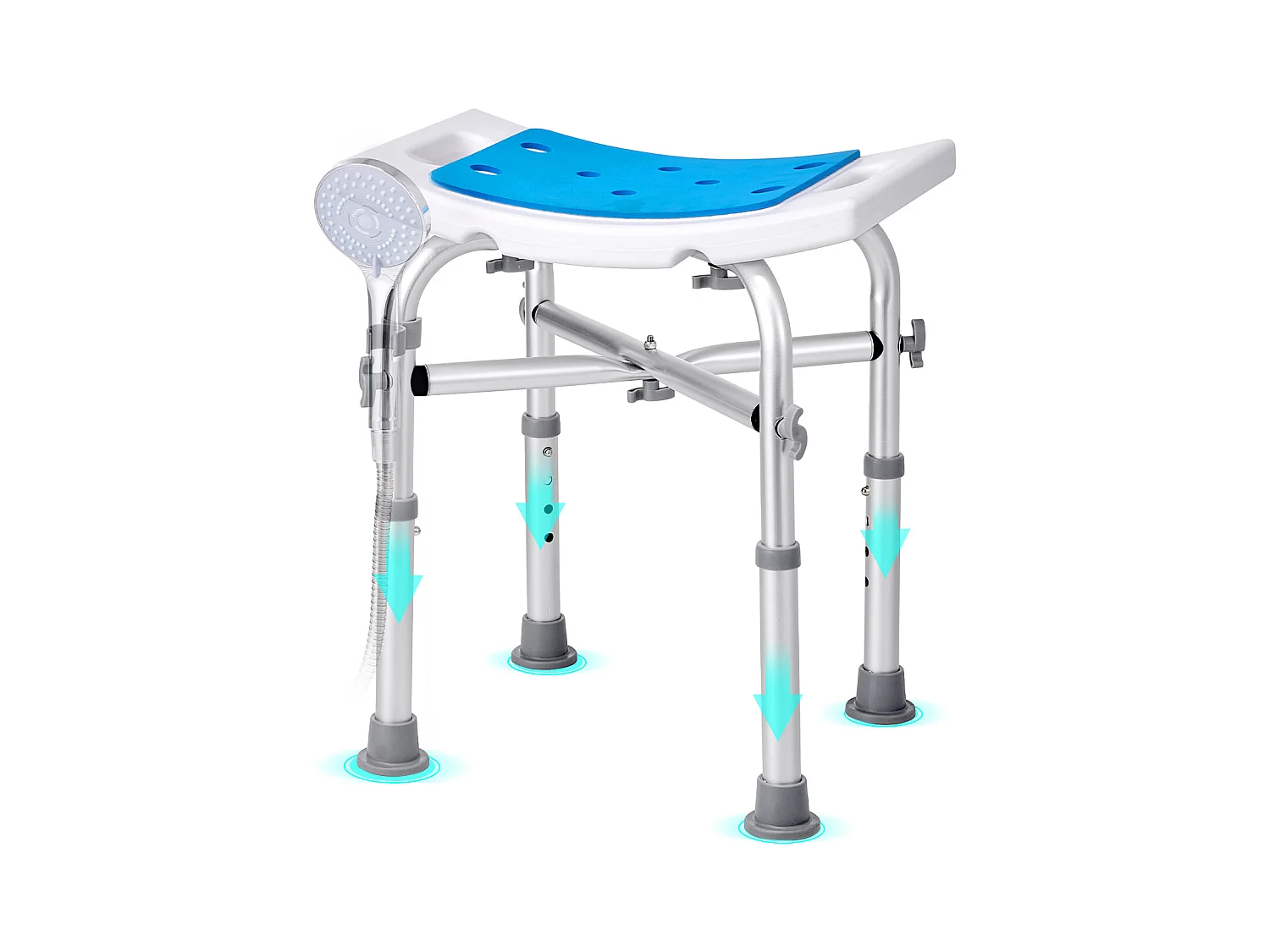 Siège de Douche SucceBuy, Tabouret de Bain Antidérapant, Capacité 227 kg, Chaise de Douche Réglable, pour Personnes Âgées et Handicapées