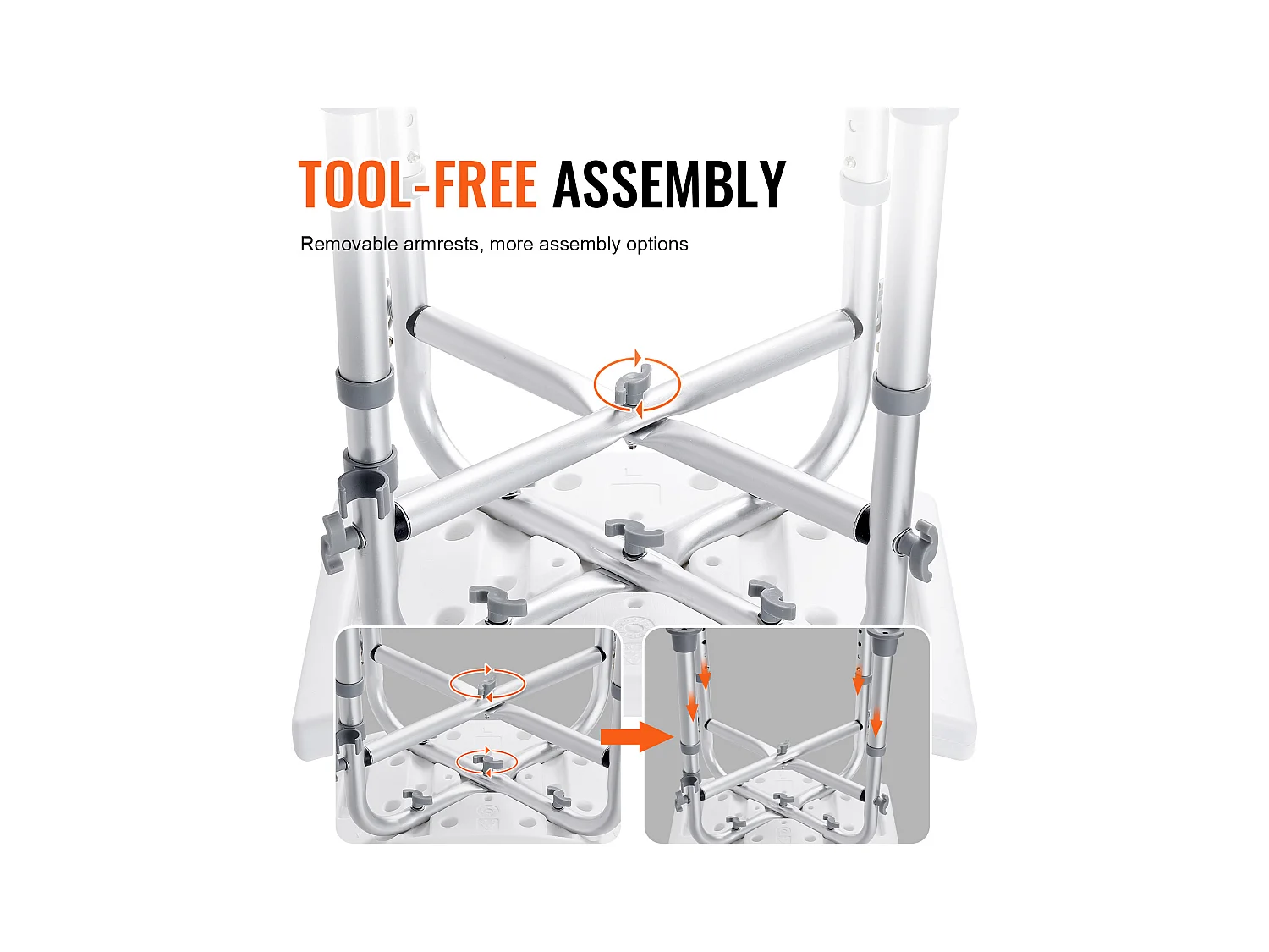 Siège de Douche SucceBuy, Tabouret de Bain Antidérapant, Capacité 227 kg, Chaise de Douche Réglable, pour Personnes Âgées et Handicapées