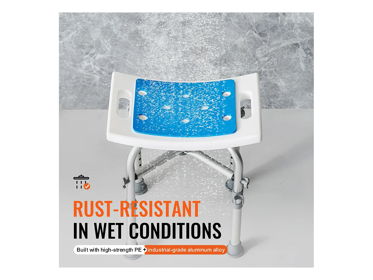 Siège de Douche SucceBuy, Tabouret de Bain Antidérapant, Capacité 227 kg, Chaise de Douche Réglable, pour Personnes Âgées et Handicapées