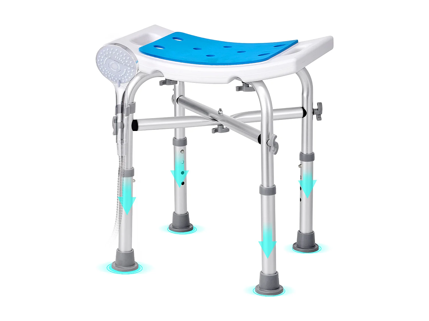 Siège de Douche SucceBuy, Tabouret de Bain Antidérapant, Capacité 227 kg, Chaise de Douche Réglable, pour Personnes Âgées et Handicapées
