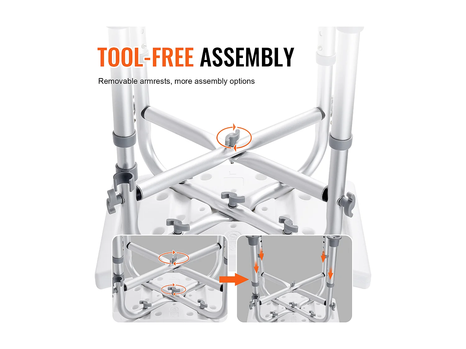 Siège de Douche SucceBuy, Tabouret de Bain Antidérapant, Capacité 227 kg, Chaise de Douche Réglable, pour Personnes Âgées et Handicapées