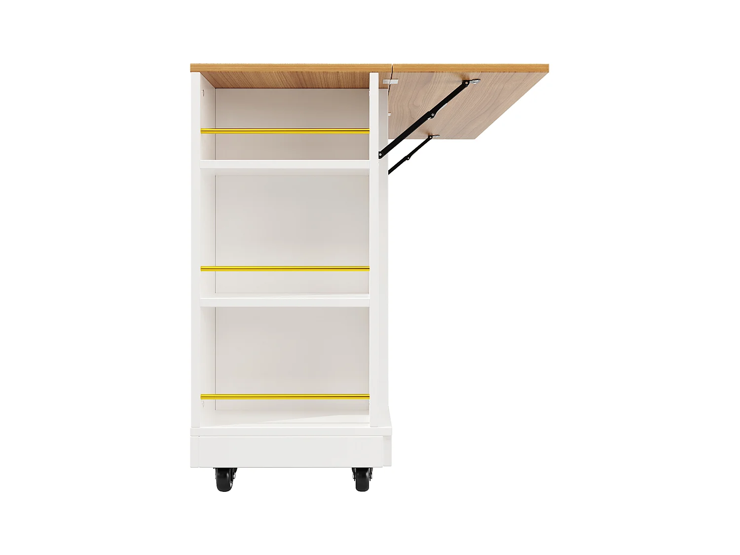 Desserte de cuisine mobile avec plateau extensible en placage woodgrain, 2 tiroirs 2 portes et étagères inclus, blanc - 120x65x90cm