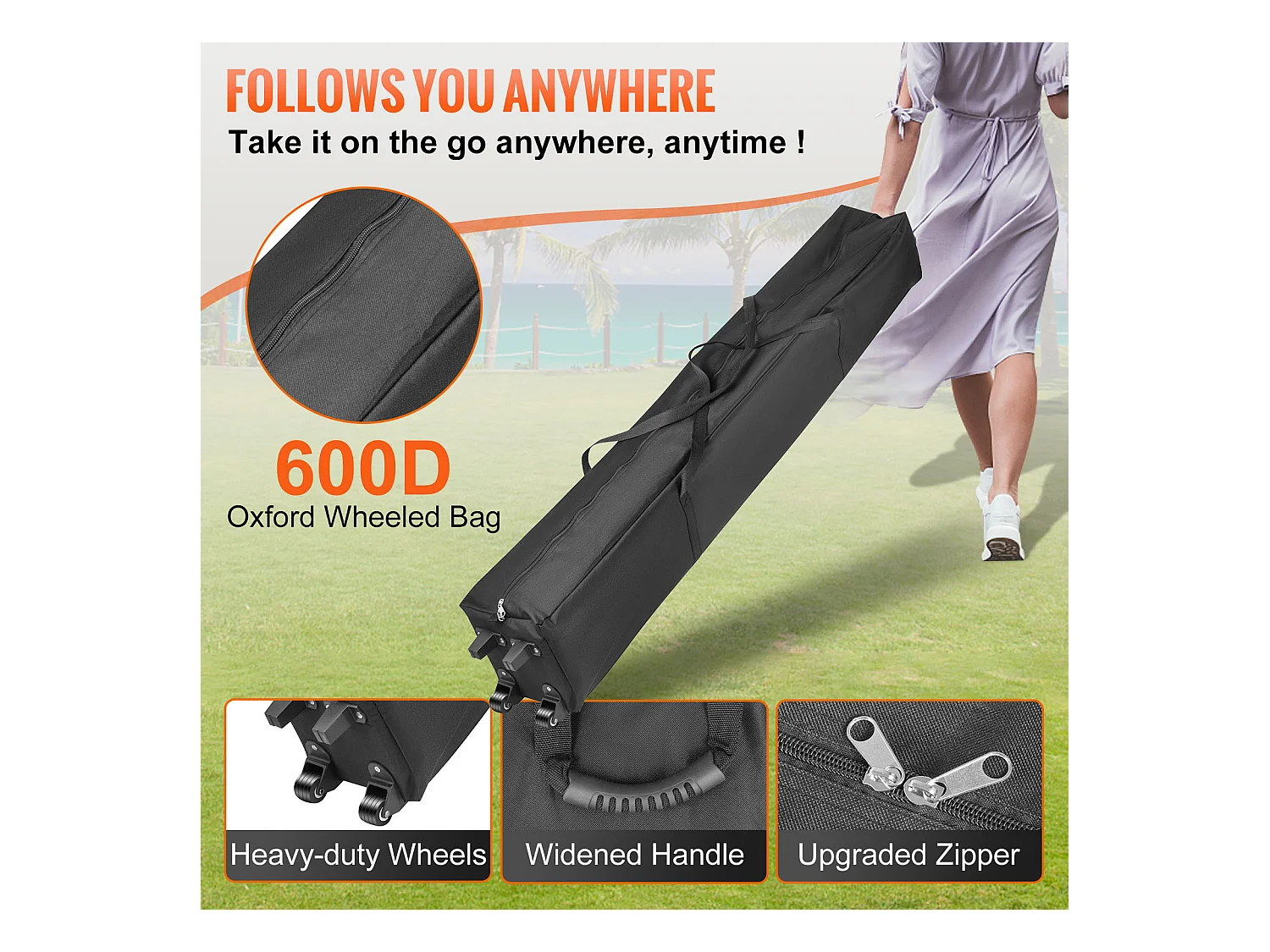 Tente à Baldaquin SucceBuy Escamotable, 305 x 305 cm, Belvédère Extérieur avec Parois Latérales, Bleu