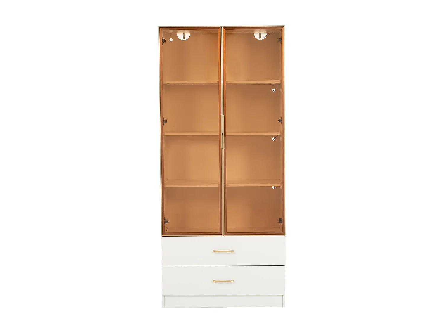 Badkamermeubel met 2 glazen deuren en 2 lades, inclusief LED, witte behuizing - 75x34,5x170cm