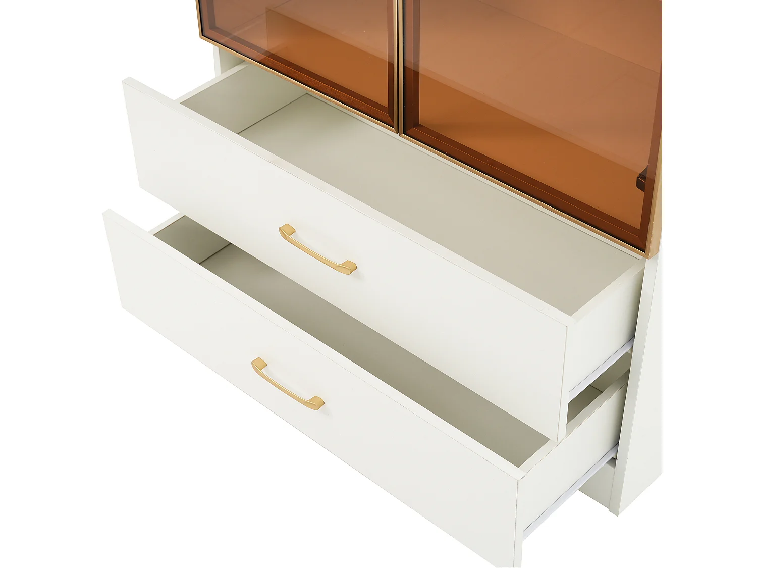 Badkamermeubel met 2 glazen deuren en 2 lades, inclusief LED, witte behuizing - 75x34,5x170cm