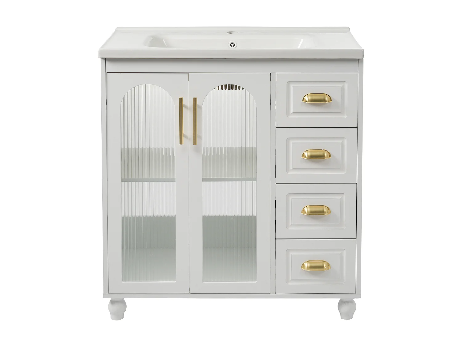 Mueble de lavabo con lavabo encastrado, 3 puertas y 3 cajones incluidos, 80x47x90cm