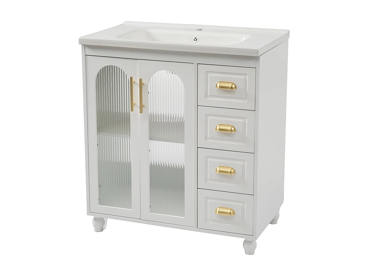 Mueble de lavabo con lavabo encastrado, 3 puertas y 3 cajones incluidos, 80x47x90cm