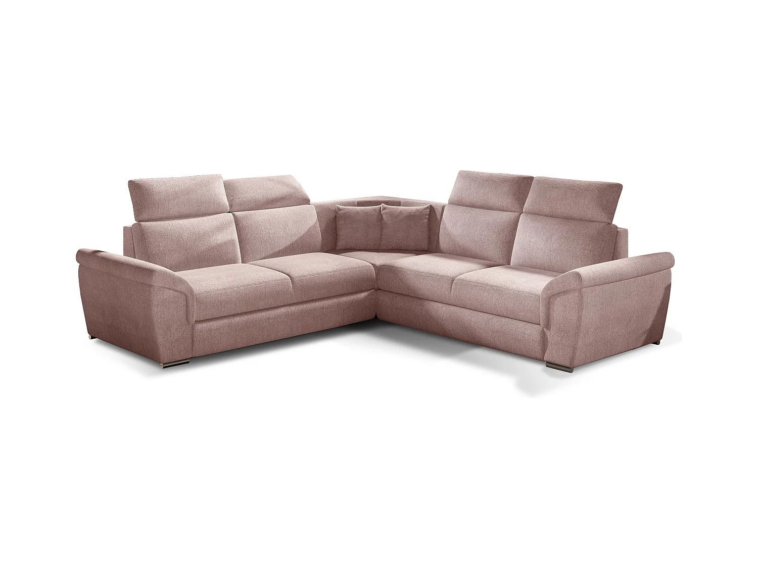 Canapé d'angle réversible et convertible tissu Neo - Pieds acier chromé-Rose clair