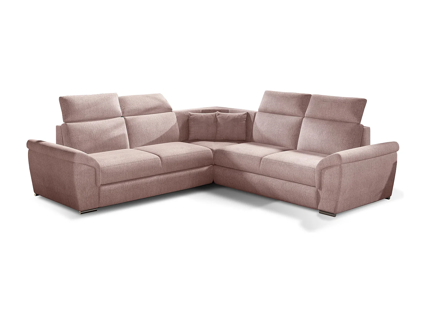 Canapé d'angle réversible et convertible tissu Neo - Pieds acier chromé-Rose clair