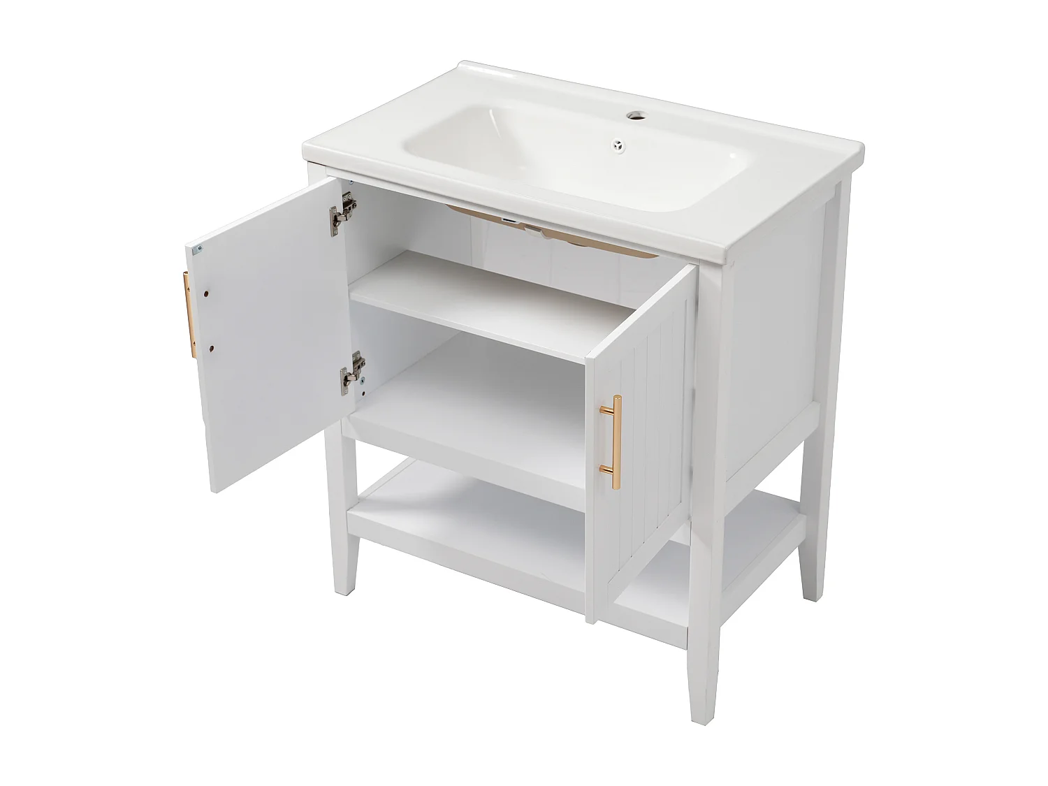 Móvel de lavatório com lavatório embutido, 2 portas incluídas, 80x47x90cm