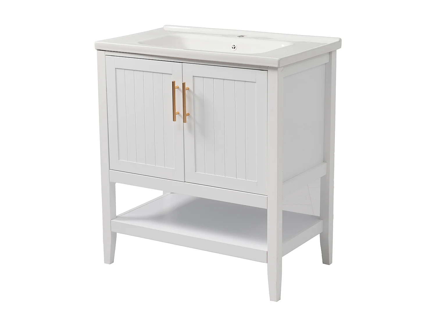 Móvel de lavatório com lavatório embutido, 2 portas incluídas, 80x47x90cm