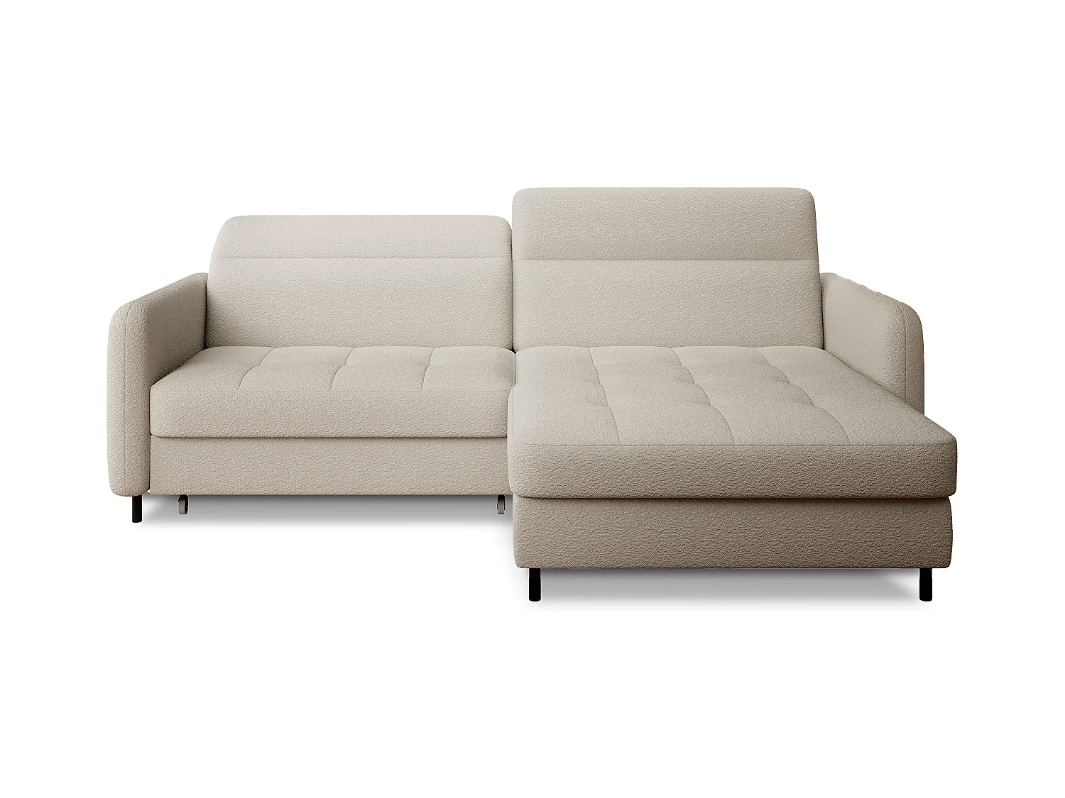 Petit canapé d’angle convertible tissu Kunder-Beige clair-angle droit