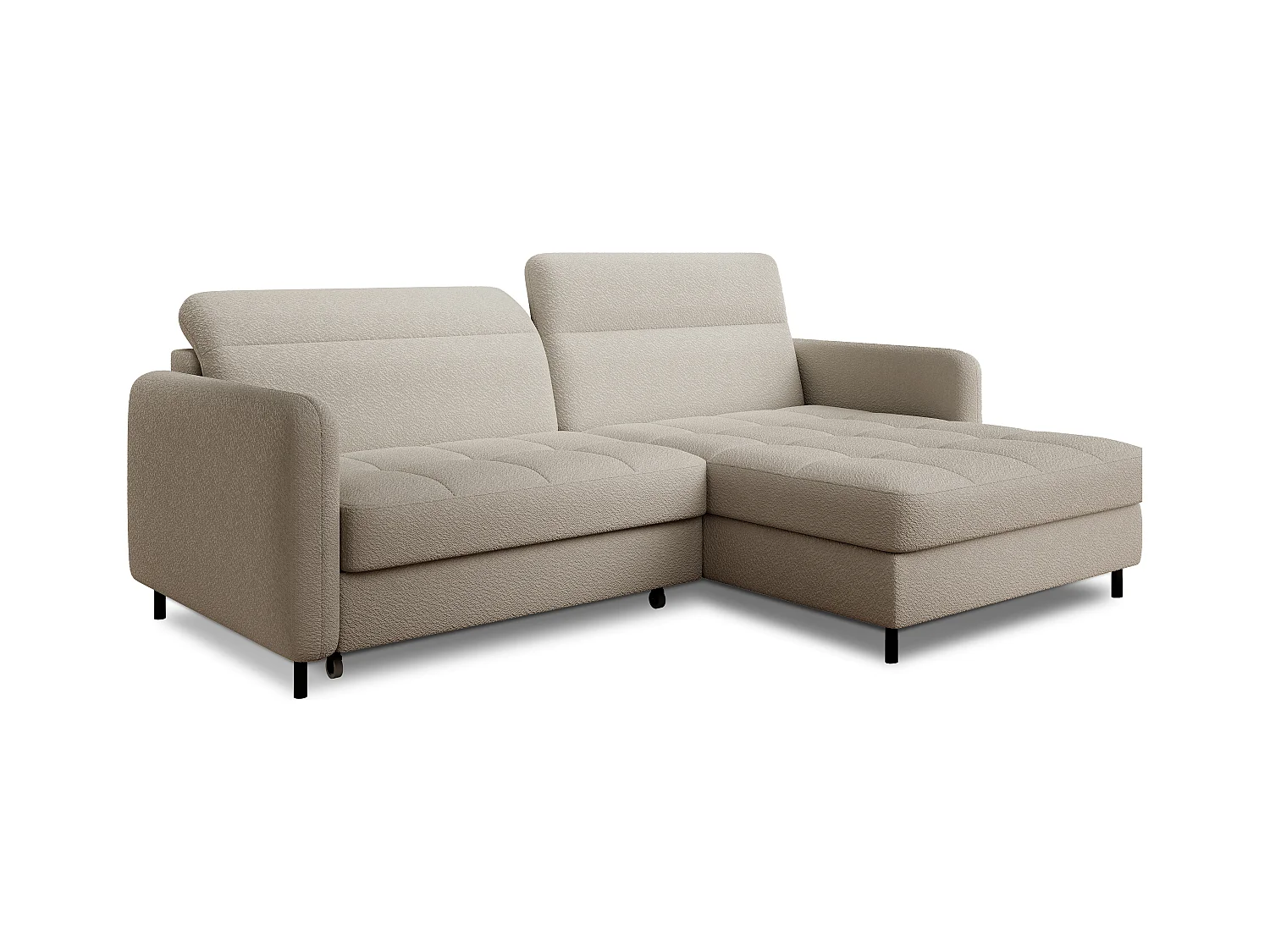 Petit canapé d’angle convertible tissu Kunder-Beige clair-angle droit