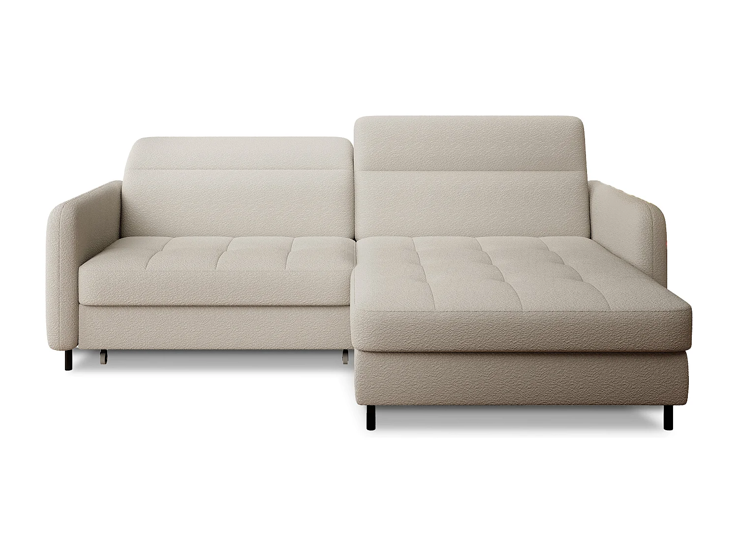 Petit canapé d’angle convertible tissu Kunder-Beige clair-angle droit