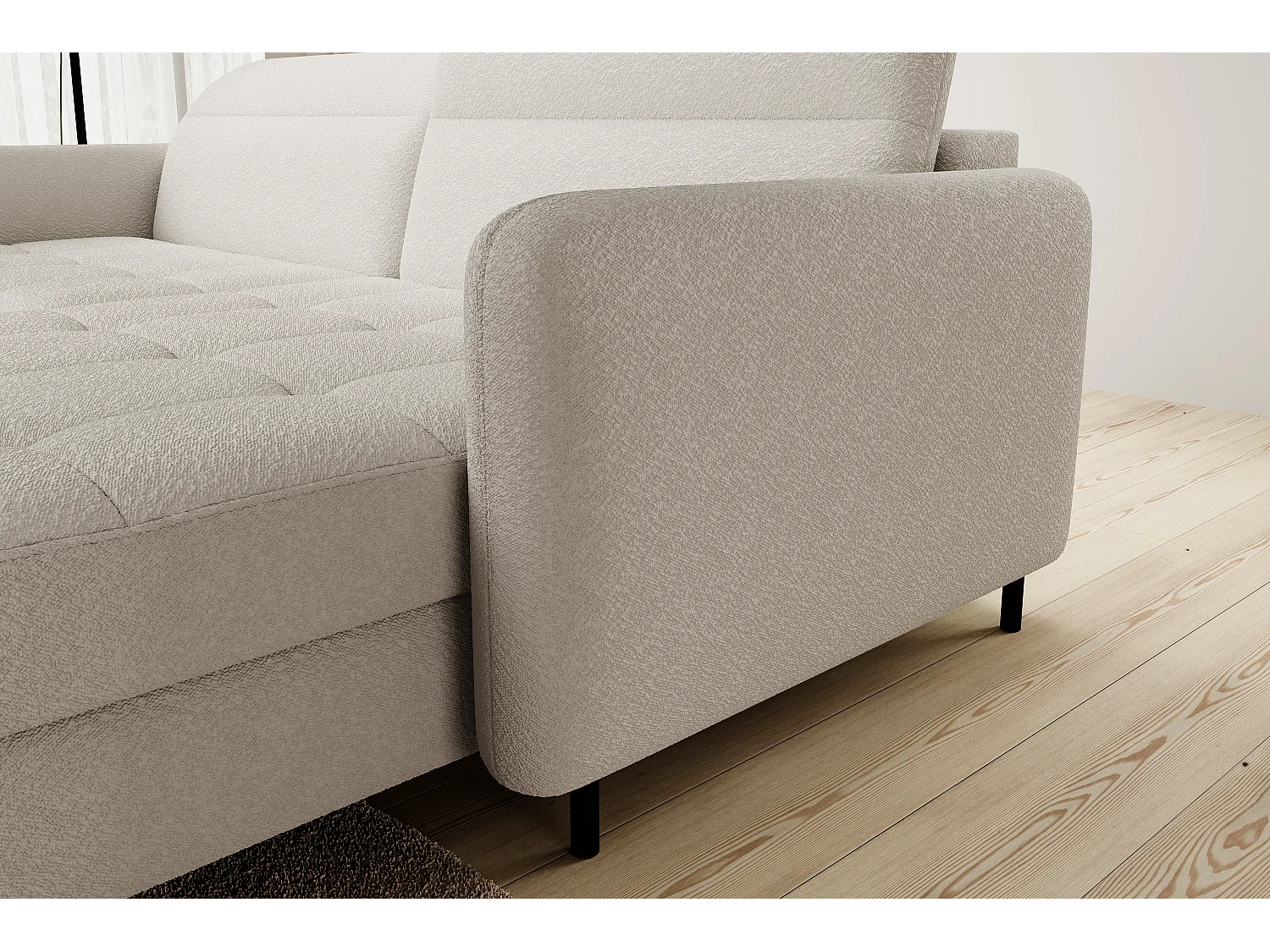 Petit canapé d’angle convertible tissu Kunder-Beige clair-angle droit