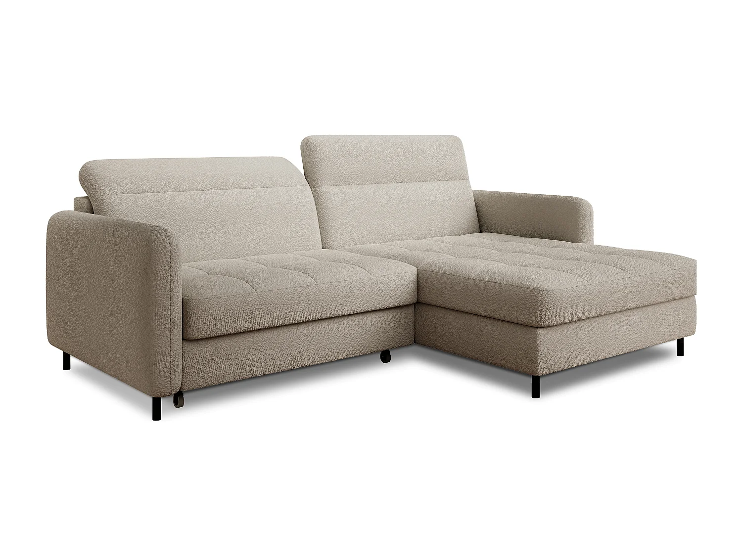 Petit canapé d’angle convertible tissu Kunder-Beige clair-angle droit