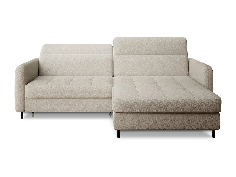 Petit canapé d’angle convertible tissu Kunder-Beige clair-angle droit