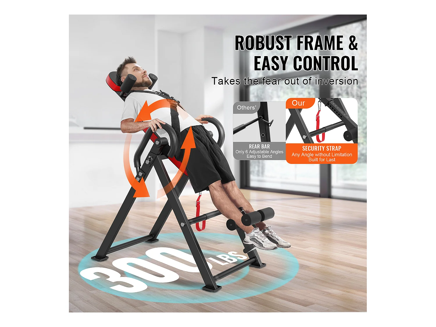 Table d'Inversion SucceBuy, Civière Dorsale de Décompression Robuste, Capacité de 136 kg, Banc d'Inversion Pliable, Rouge/Noir