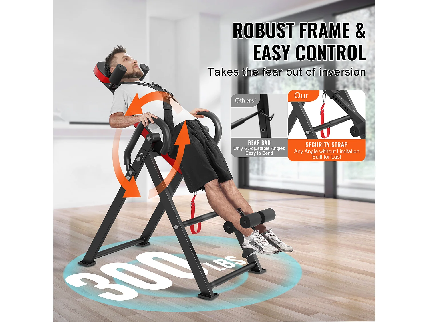 Table d'Inversion SucceBuy, Civière Dorsale de Décompression Robuste, Capacité de 136 kg, Banc d'Inversion Pliable, Rouge/Noir