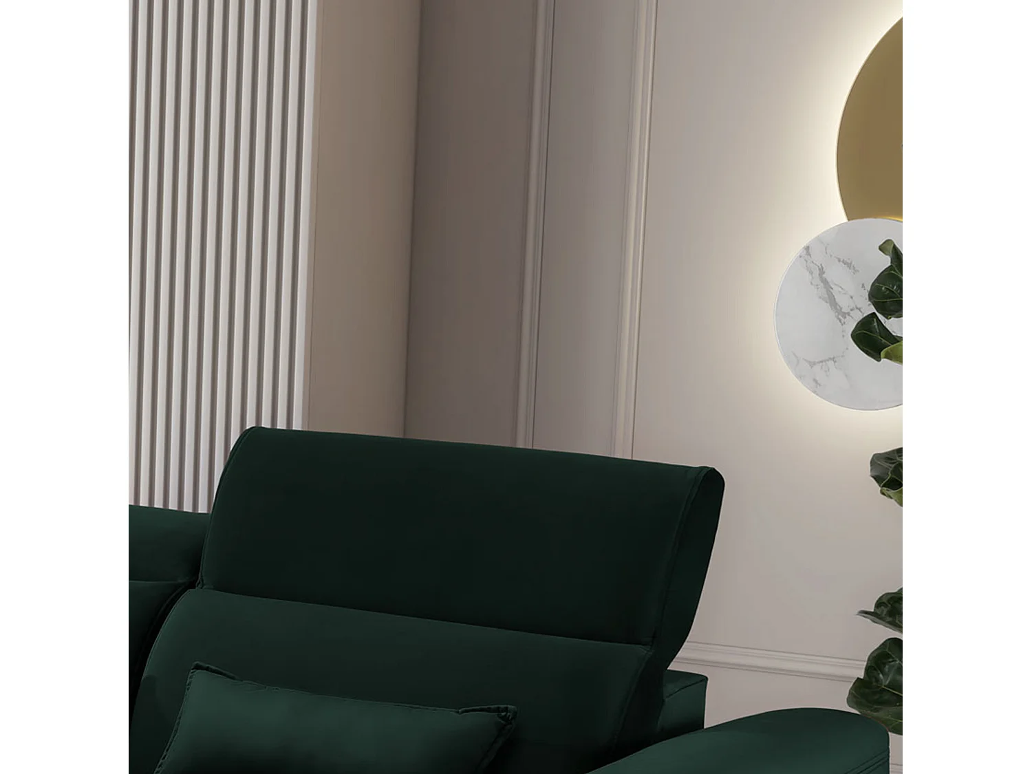 Canapé d'angle convertible velours appuis-tête réglables ASTORIA - Coffre et pieds bois noir-Vert foncé-angle gauche