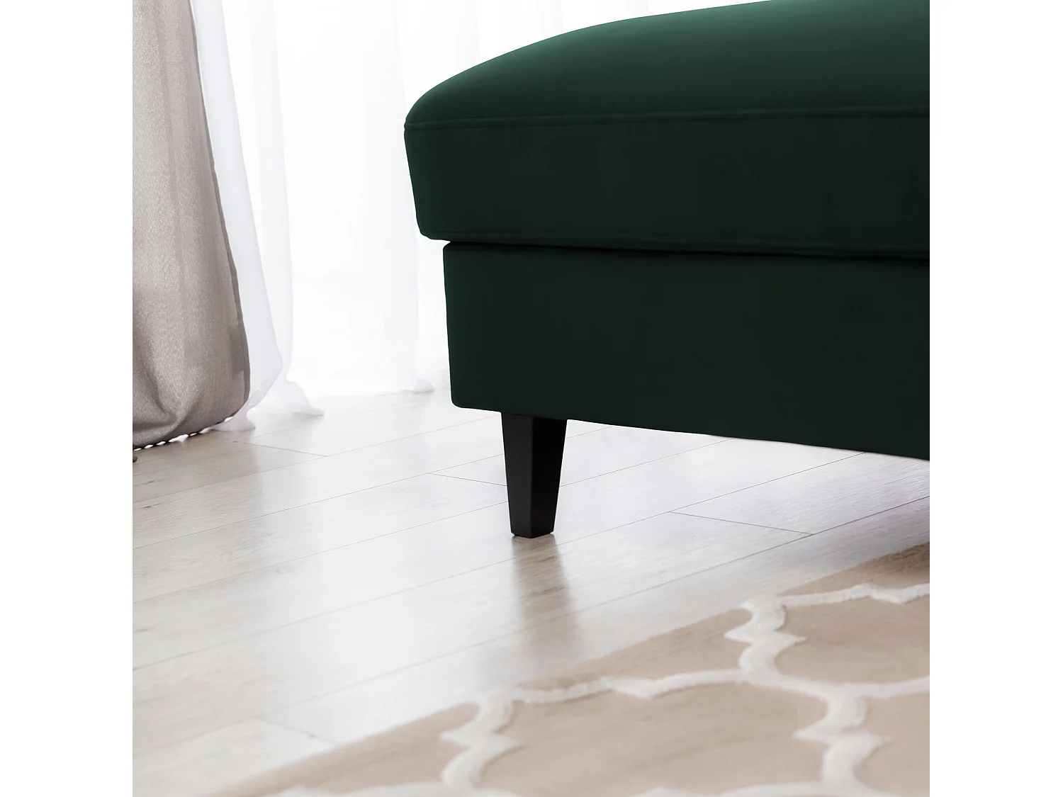 Canapé d'angle convertible velours appuis-tête réglables ASTORIA - Coffre et pieds bois noir-Vert foncé-angle gauche