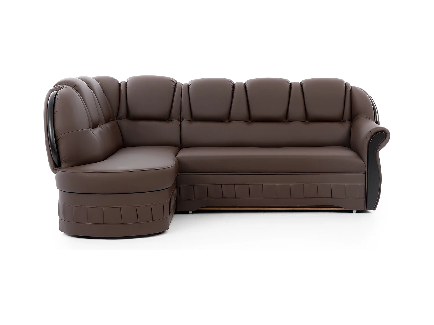 Canapé d'angle convertible avec rangement en simili cuir Majesté-Marron-angle gauche