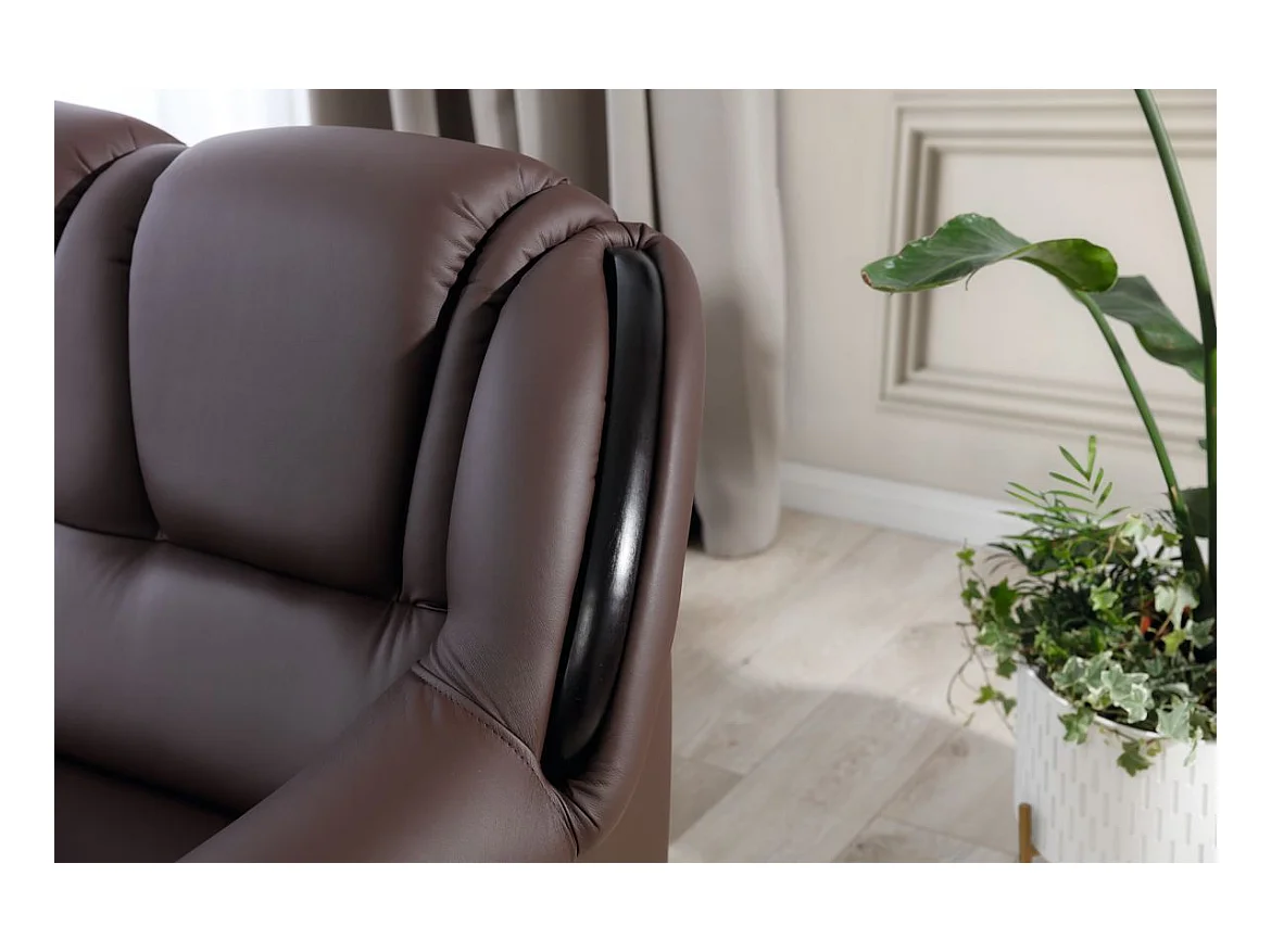 Canapé d'angle convertible avec rangement en simili cuir Majesté-Marron-angle gauche