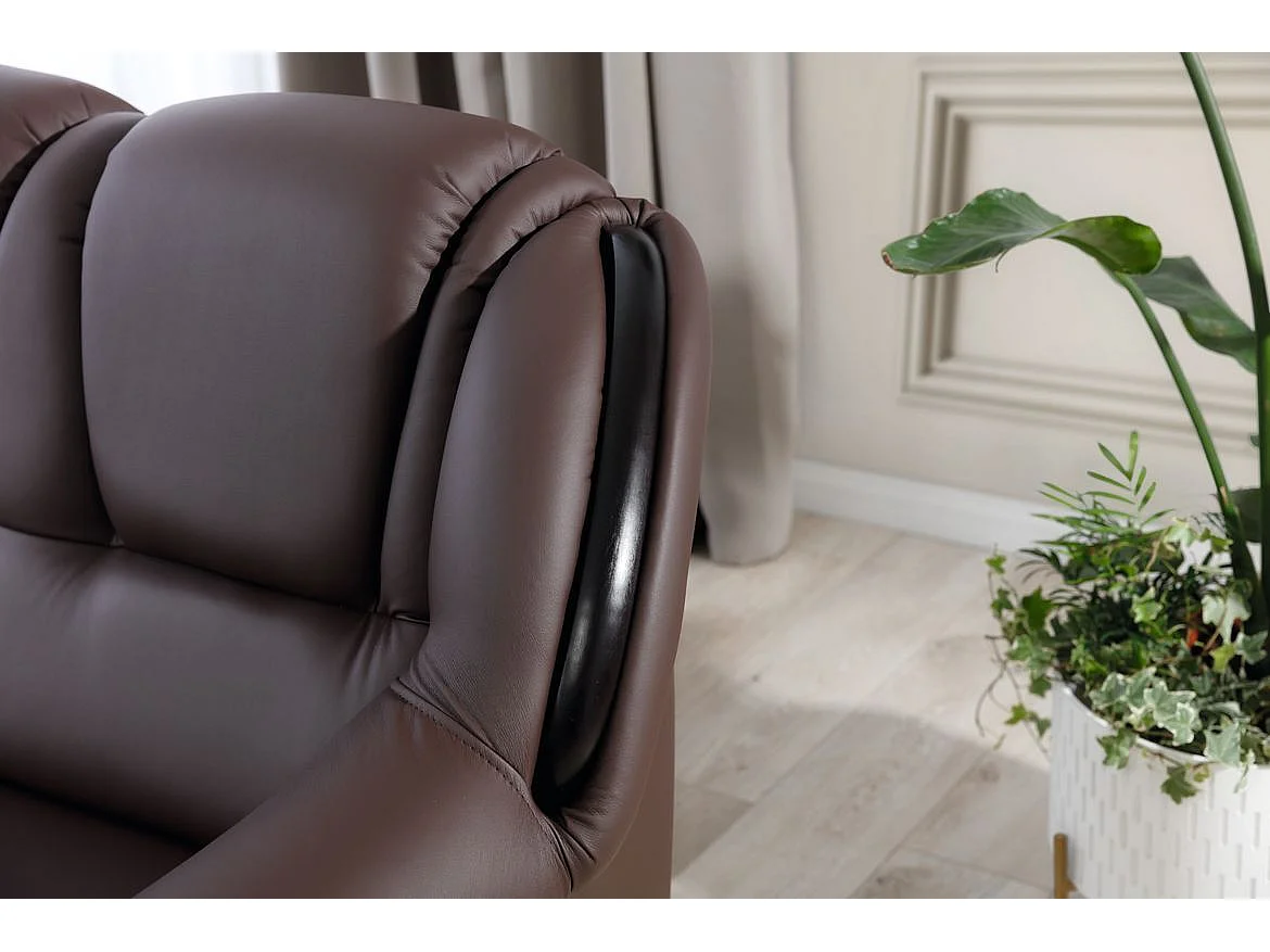 Canapé d'angle convertible avec rangement en simili cuir Majesté-Marron-angle gauche